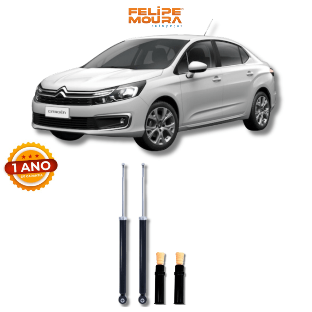 Amortecedores Traseiros com Kits de Batentes e Guarda-Pó Citroën C4 Pallas 2007 até 2014 - Remanufaturado - Felipe Moura Auto Peças