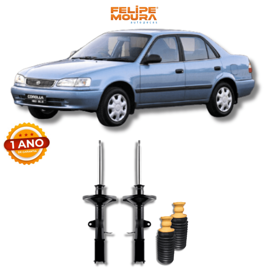 Amortecedor Traseiro com Kit de Batentes e Guarda-Pó Toyota Corolla 1992 Até 2002 - Remanufaturado - Felipe Moura Auto Peças