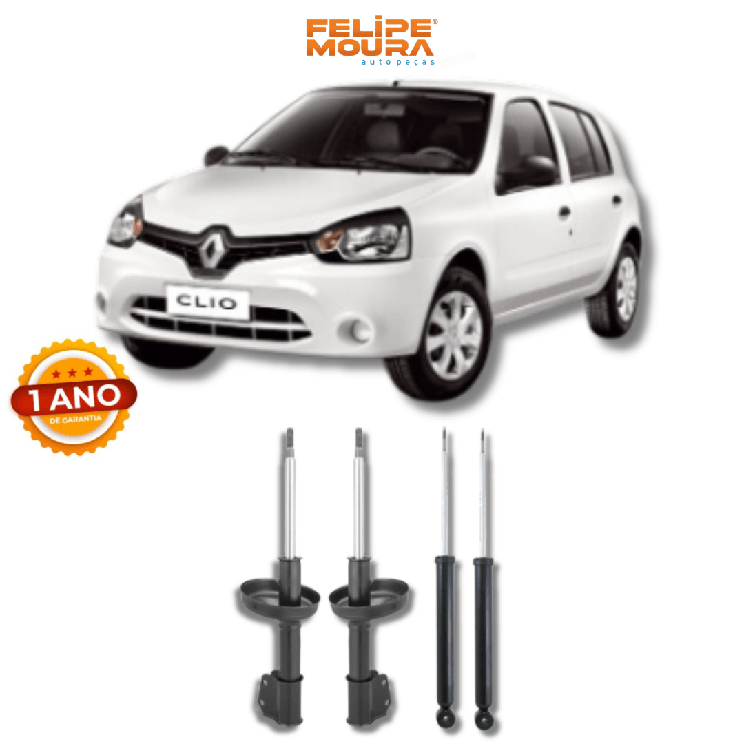 Kit Amortecedores Dianteiros e Traseiros Renault Clio Pé Inclinado 2013 Até 2016 - Remanufaturado - Felipe Moura Auto Peças