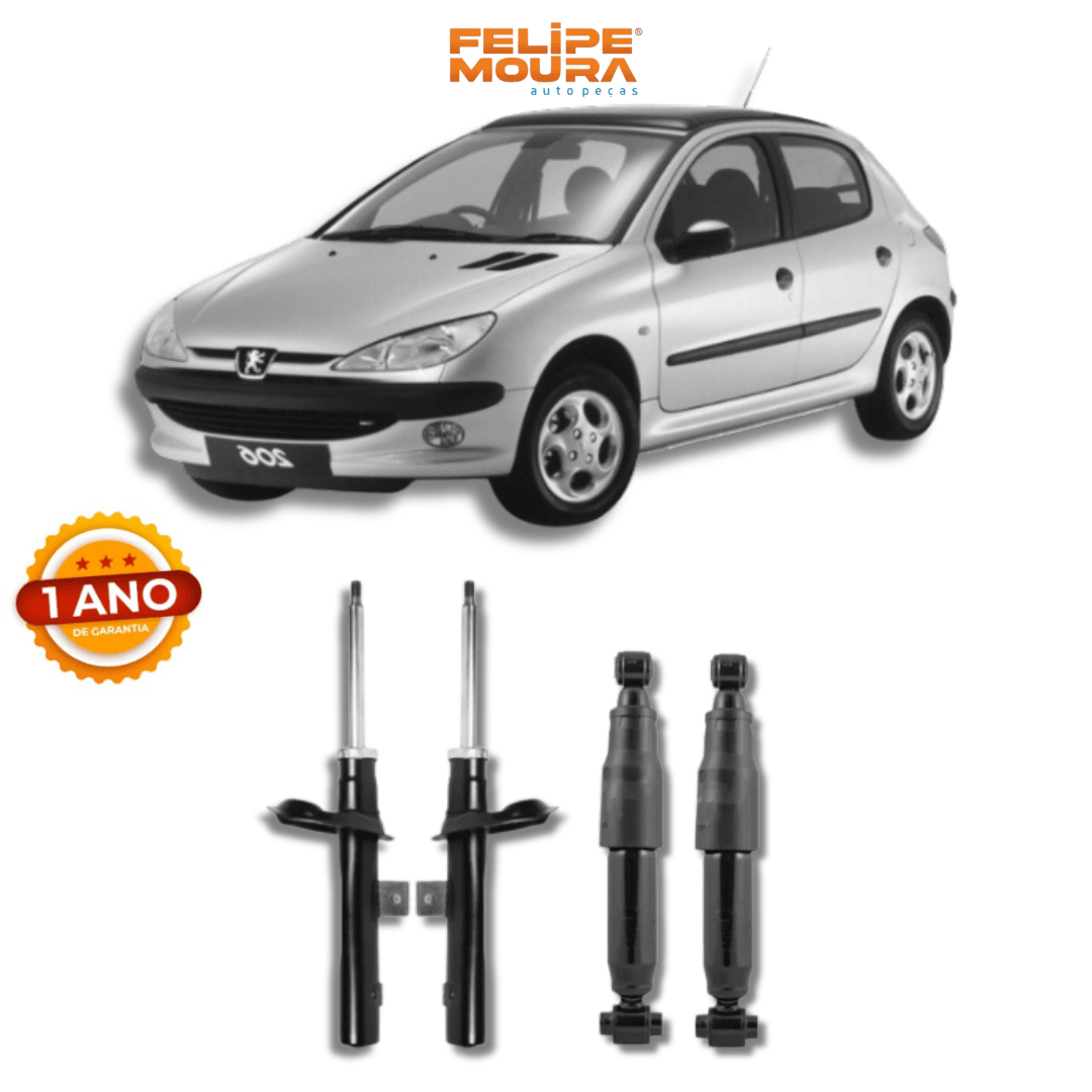 Kit Amortecedores Dianteiros e Traseiros Peugeot 206 1998 Até 2016 - Remanufaturado - Felipe Moura Auto Peças
