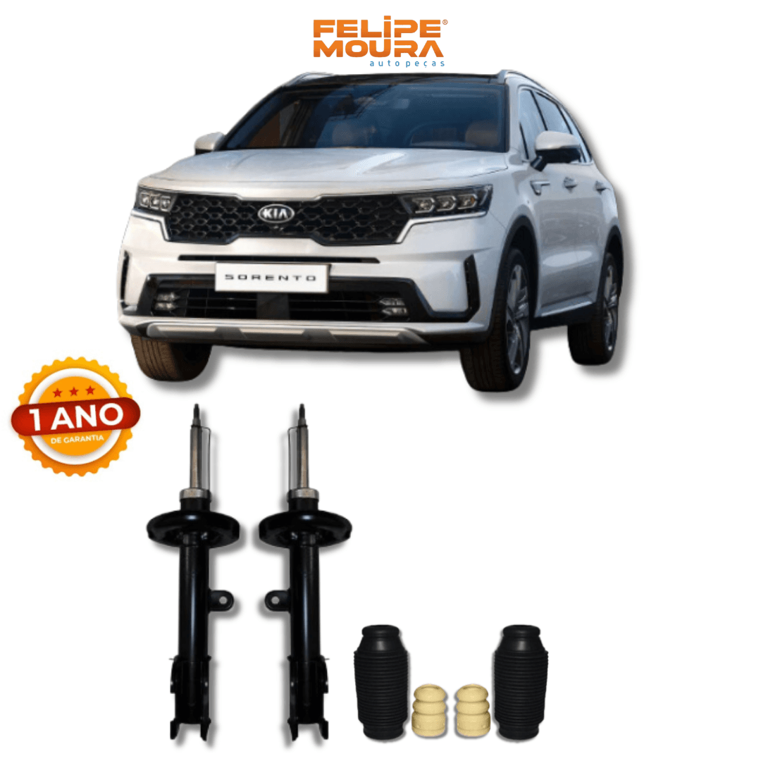 Amortecedores Dianteiros com Kit de Batentes e Guarda-Pó Kia Sorento 2010 Até 2014 - Remanufaturado - Felipe Moura Auto Peças