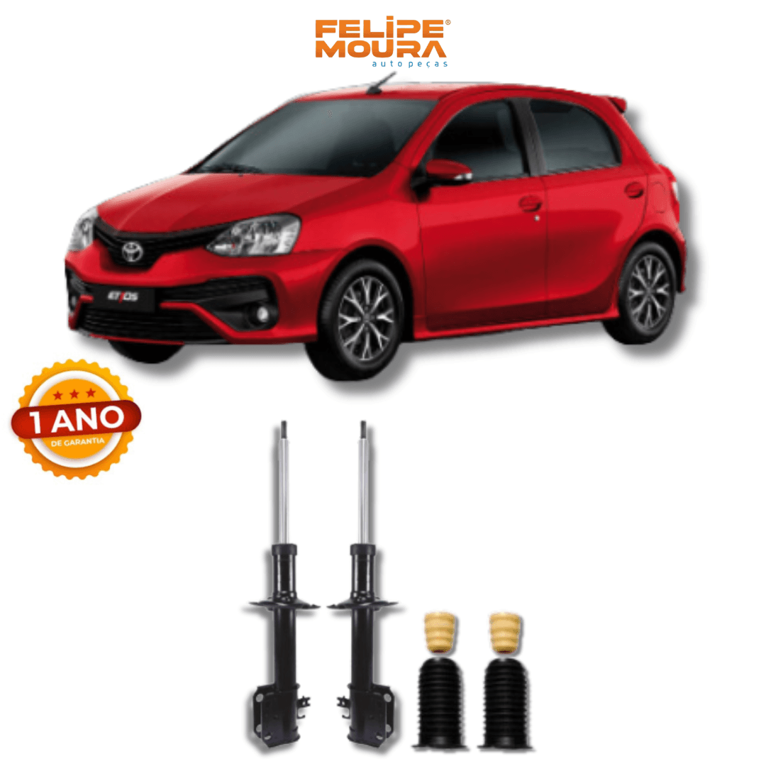 Amortecedores Dianteiros com Kits de Batentes e Guarda-Pó Toyota Etios 2012 Até 2021 - Remanufaturado - Felipe Moura Auto Peças