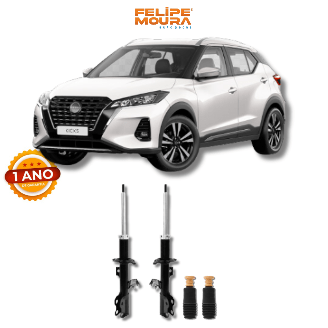 Amortecedores Dianteiros com Kit de Batentes e Guarda-Pó Nissan Kicks 2016 Até 2021 - Remanufaturado - Felipe Moura Auto Peças