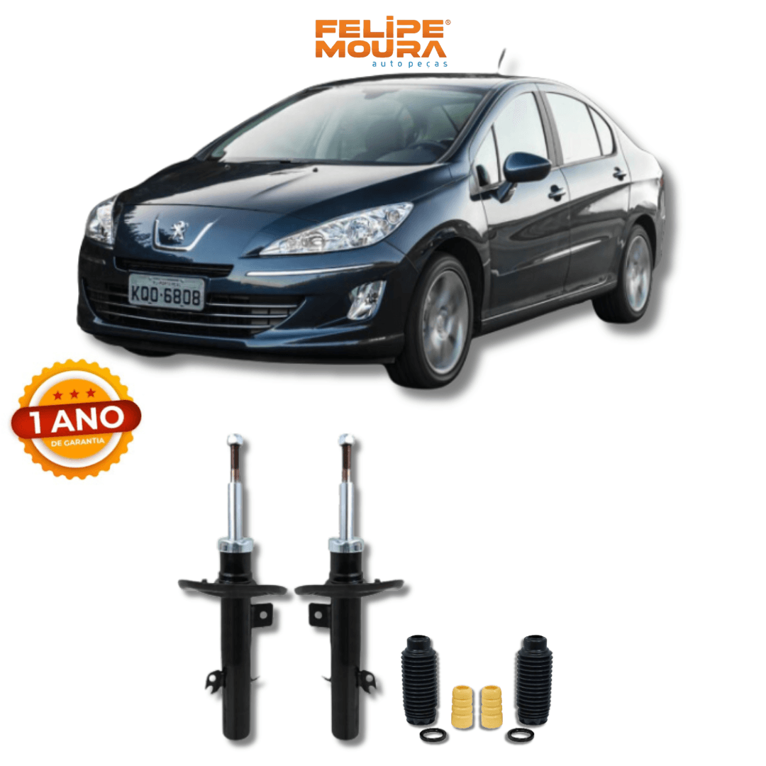 Amortecedores Dianteiros com Kit de Batentes e Guarda-Pó Peugeot 408 2008 Até 2015 - Remanufaturado - Felipe Moura Auto Peças