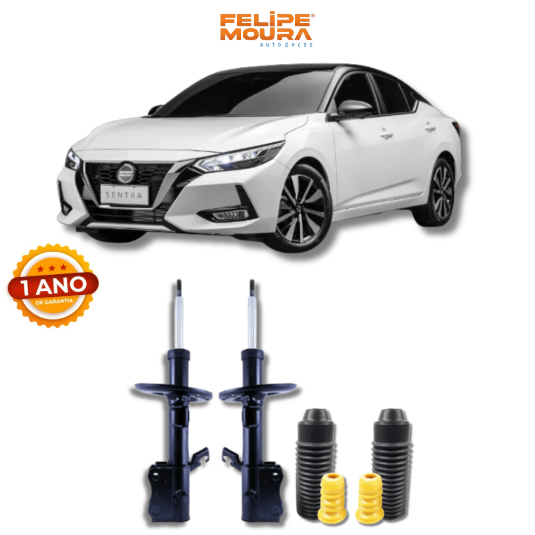 Amortecedores Dianteiros com Kit de Batentes e Guarda-Pó Nissan Sentra 2007 Até 2017 - Remanufaturado - Felipe Moura Auto Peças