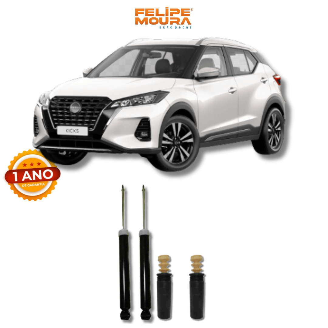 Amortecedores Traseiros com Kit de Batentes e Guarda-Pó Nissan Kicks 2016 Até 2021 - Remanufaturado - Felipe Moura Auto Peças