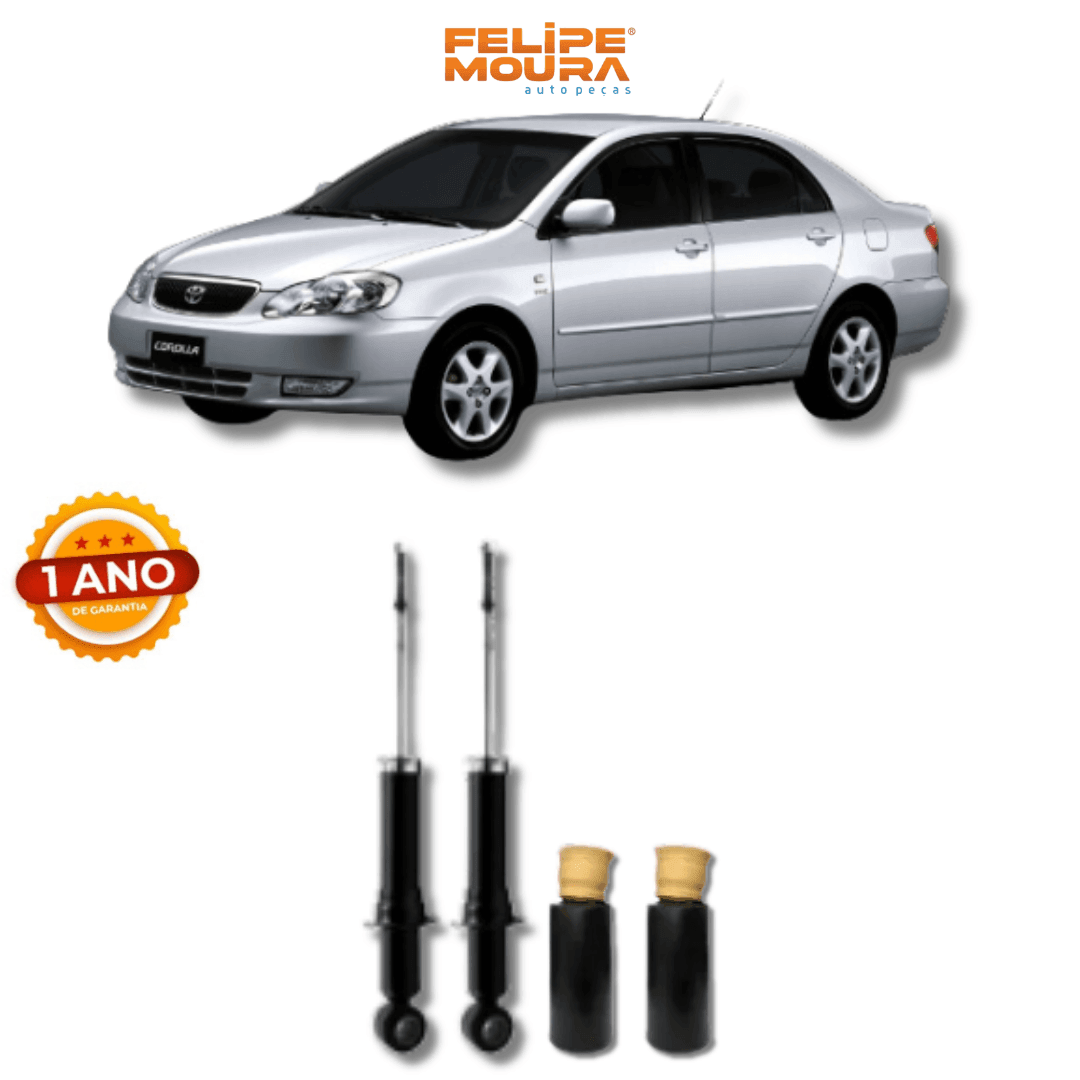 Amortecedor Traseiro com Kit de Batentes e Guarda-Pó Toyota Corolla 2003 Até 2008 - Remanufaturado - Felipe Moura Auto Peças
