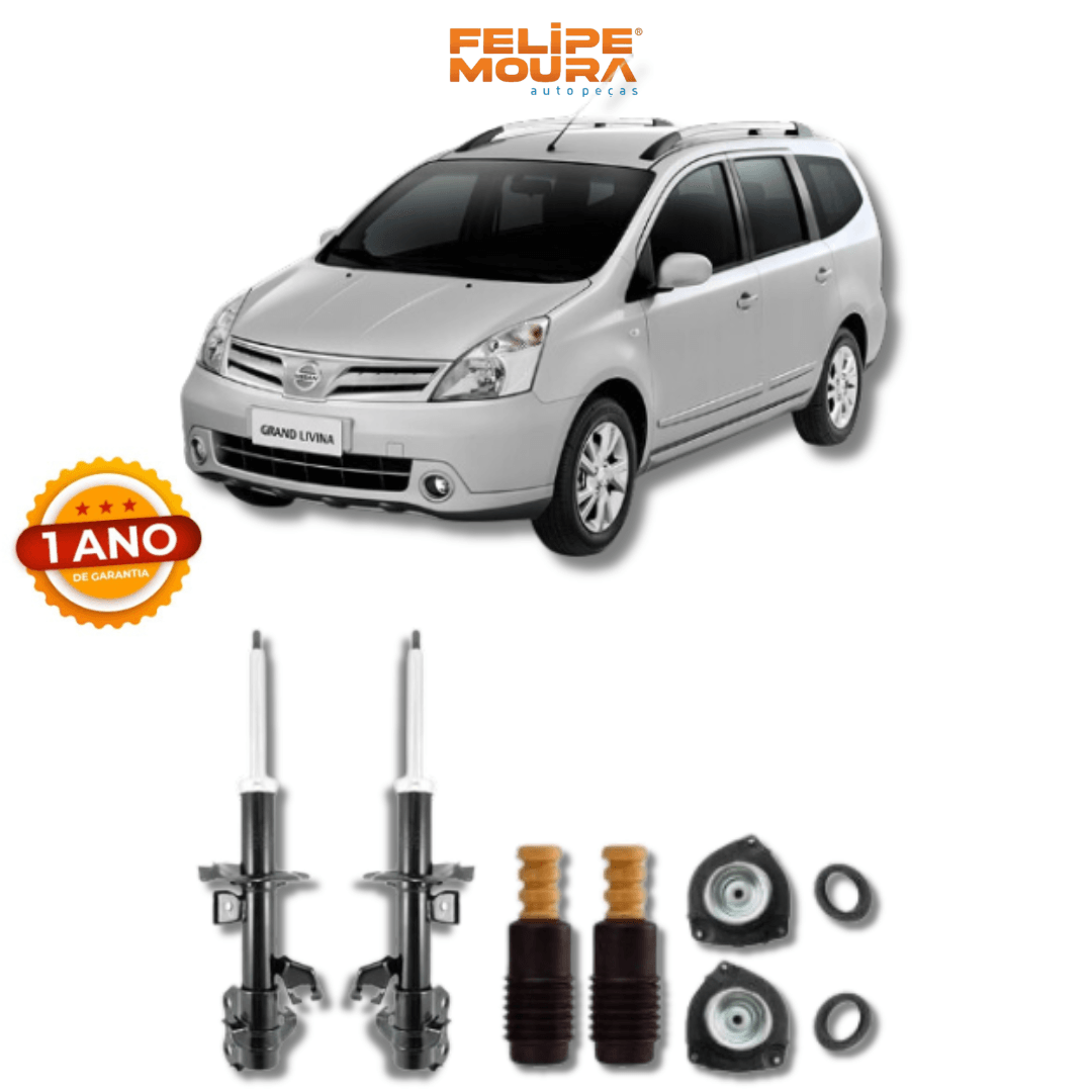 Amortecedores Dianteiros com Kit de Batentes e Guarda-Pó Nissan Livina 2006 Até 2015 - Remanufaturado - Felipe Moura Auto Peças