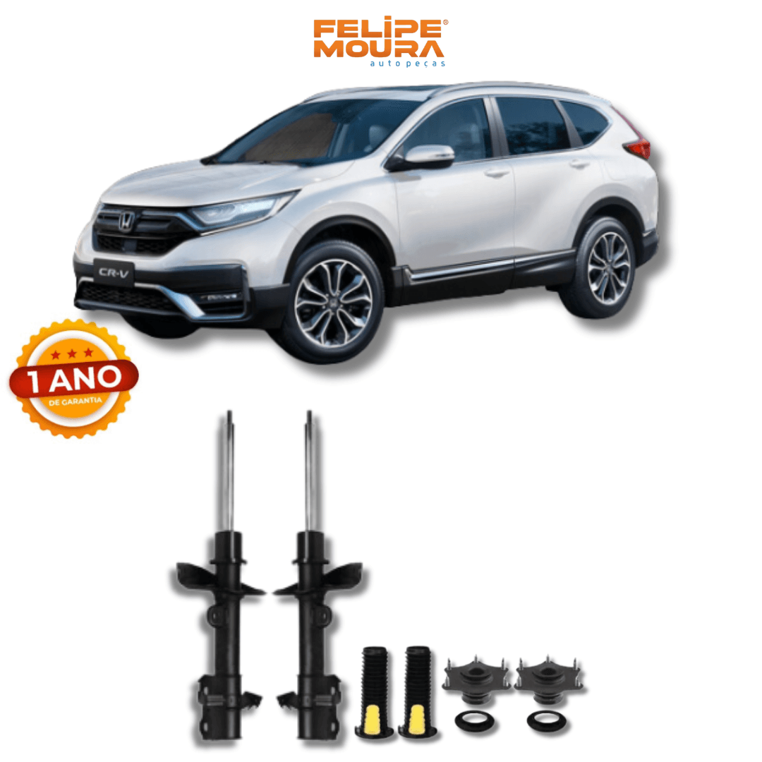 Amortecedores Dianteiros com Kit de Batentes e Guarda-Pó Honda CR-V 1999 Até 2018 - Remanufaturado - Felipe Moura Auto Peças