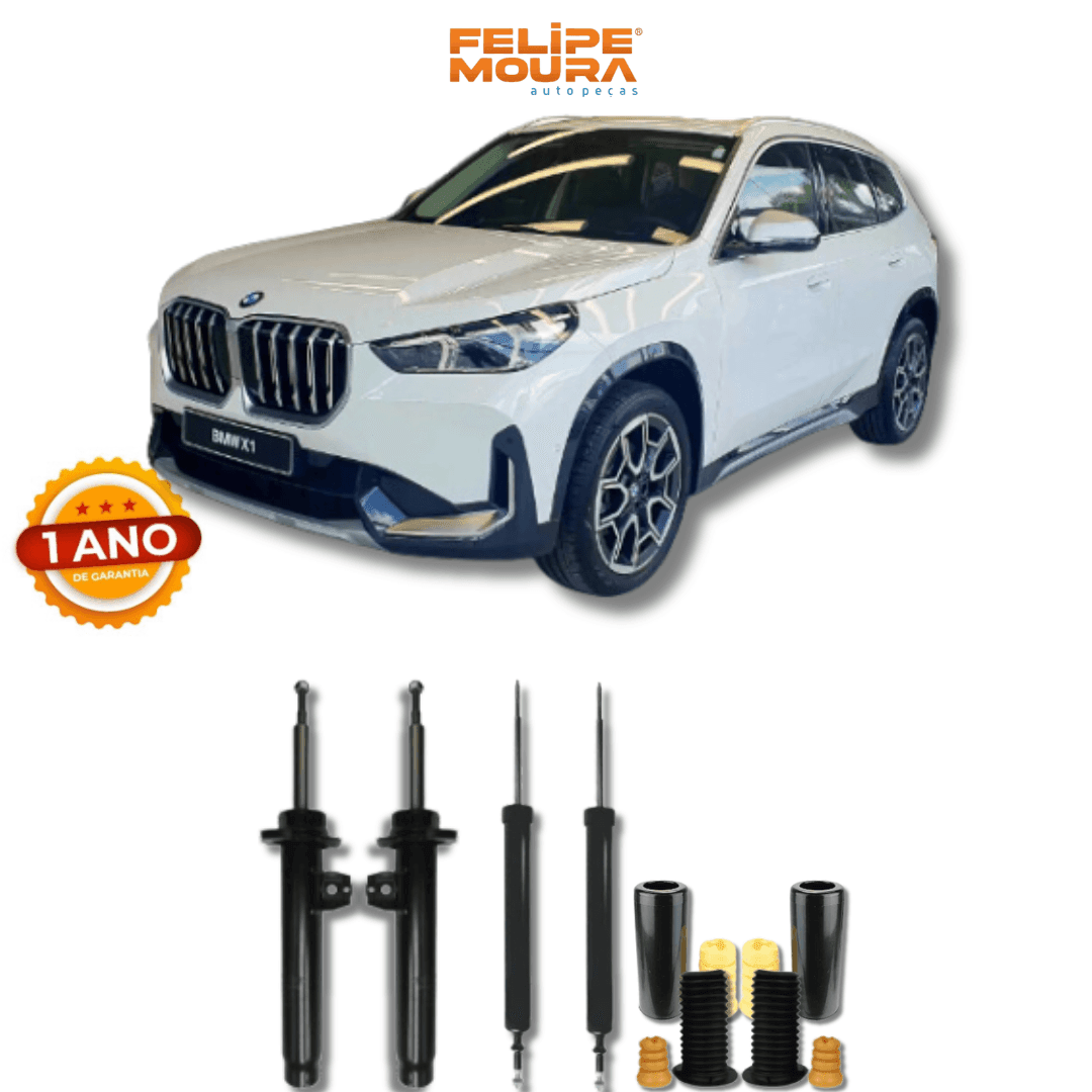 Kit Completo de Amortecedores Dianteiros e Traseiros com Kits de Batentes e Guarda-Pó BMW X1 2010 Até 2022 - Remanufaturado - Felipe Moura Auto Peças