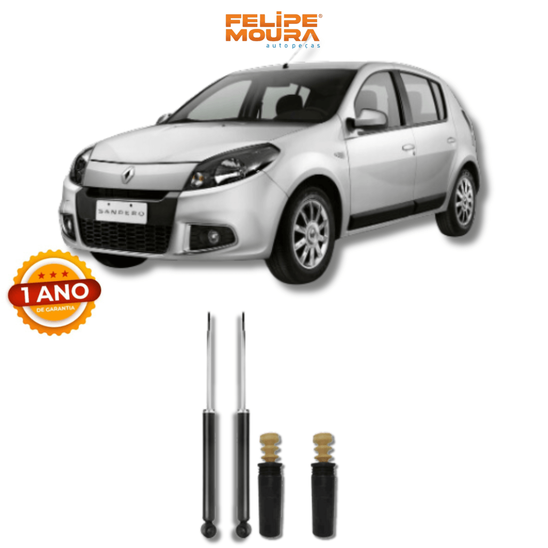 Amortecedor Traseiro com Kits de Batentes e Guarda-Pó Logan/Sandero 2014 Até 2019 - Remanufaturado - Felipe Moura Auto Peças