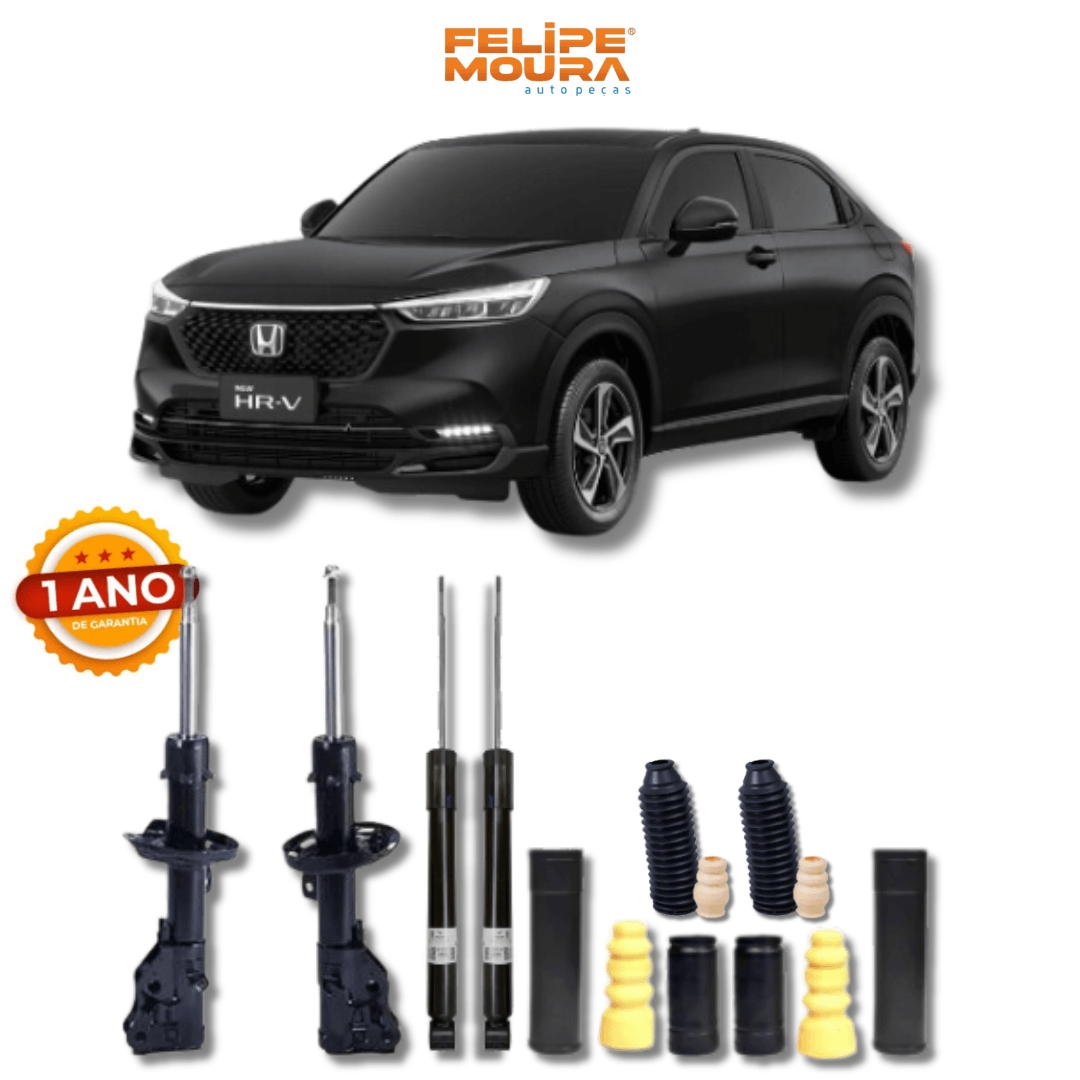 Kit Completo de Amortecedores Dianteiros e Traseiros com Kits de Batentes e Guarda-Pó Honda HR-V 1999 Até 2016 - Remanufaturado - Felipe Moura Auto Peças
