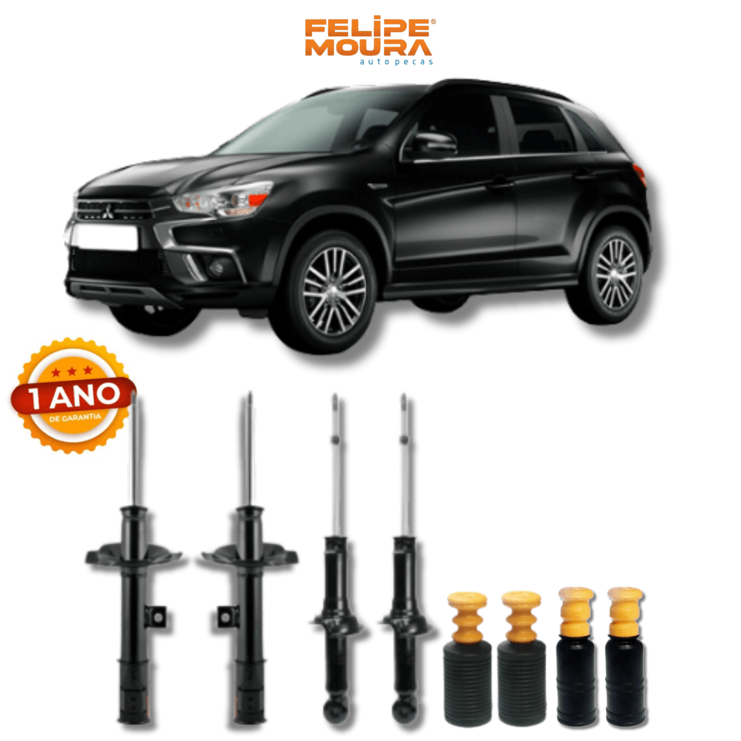 Kit Completo de Amortecedores Dianteiros e Traseiros com Kits de Batentes e Guarda-Pó Mitsubishi ASX 2010 Até 2023 - Remanufaturado - Felipe Moura Auto Peças