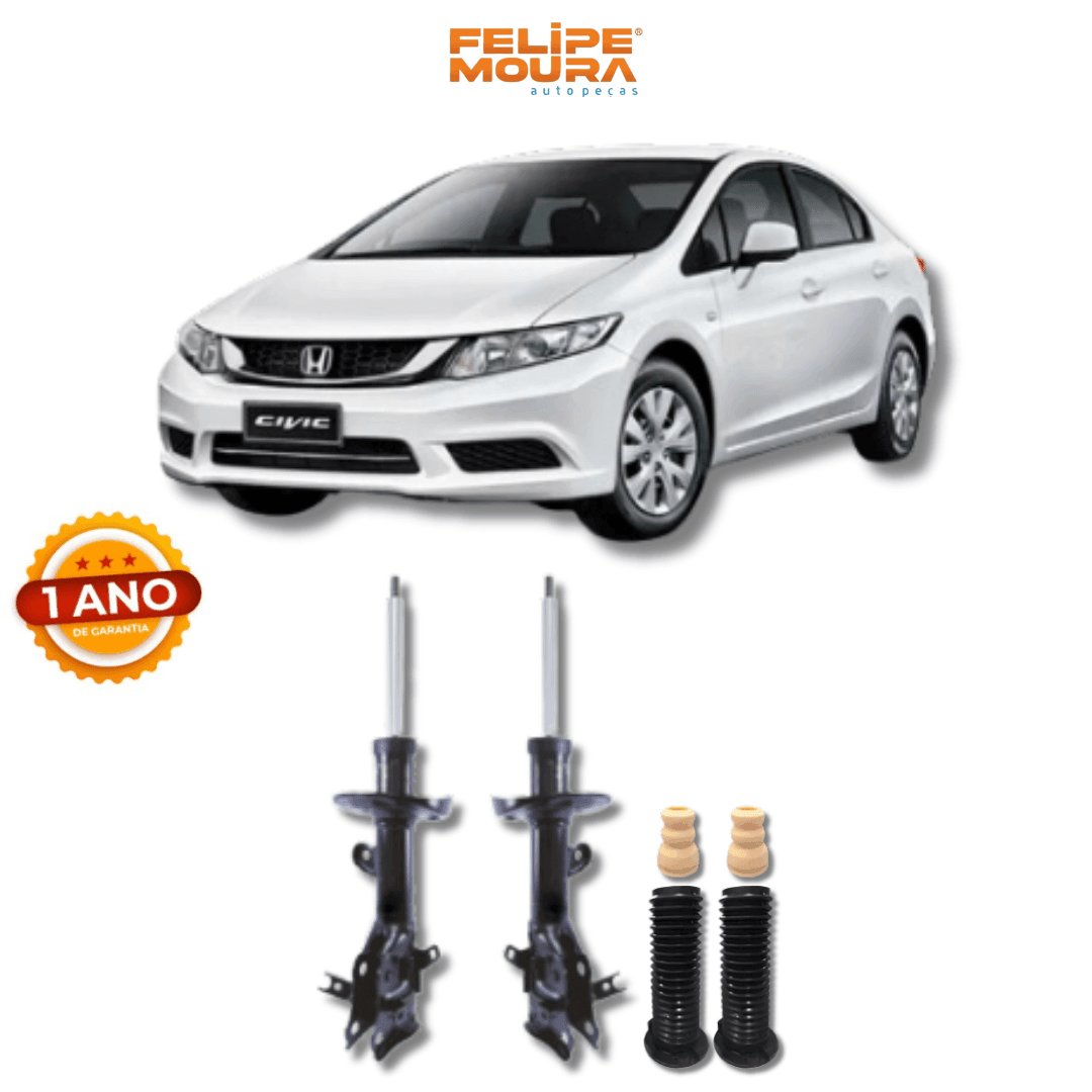 Amortecedores Dianteiros com Kit de Batentes e Guarda-Pó Honda Civic G9 2012 Até 2016 - Remanufaturado