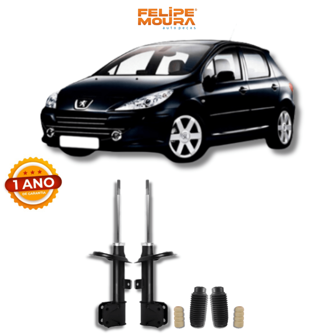 Amortecedores Dianteiros com Kit de Batentes e Guarda-Pó Peugeot 307 2002 Até 2012 - Remanufaturado - Felipe Moura Auto Peças