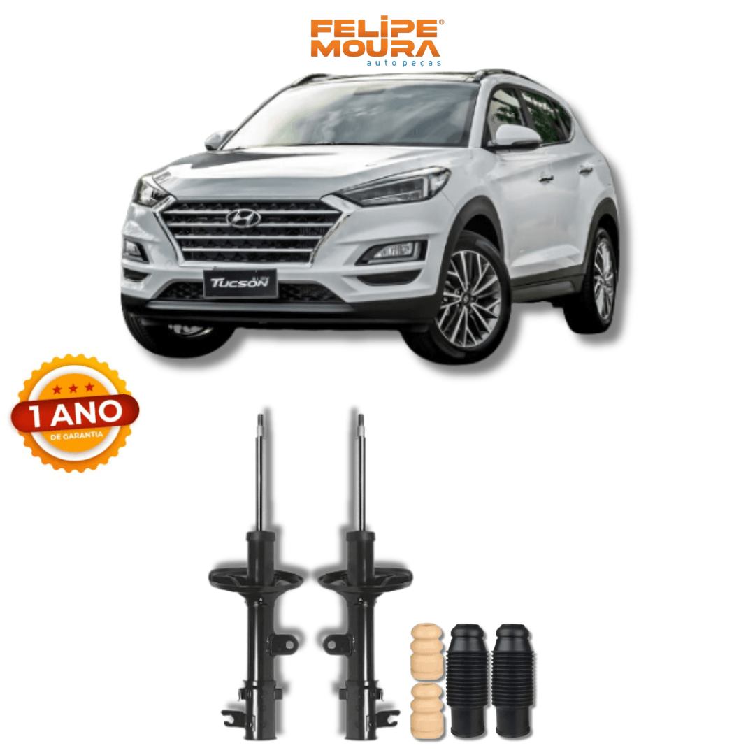 Amortecedores Traseiros com Kit de Batentes e Guarda-Pó Hyundai Tucson 2004 Até 2010 - Remanufaturado - Felipe Moura Auto Peças