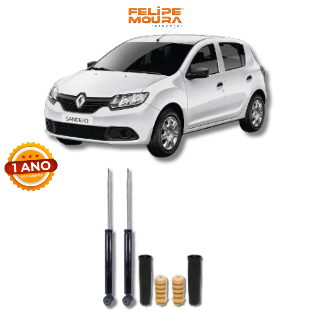 Amortecedores Traseiros com Kits de Batentes e Guarda-Pó Logan/Sandero 2007 Até 2013 - Remanufaturado - Felipe Moura Auto Peças