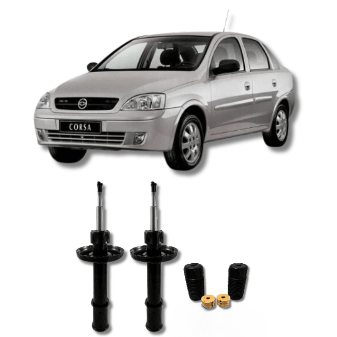 Amortecedores Dianteiros Corsa Sedan 1997 Até 2005 com Kit de Batentes e Guarda-Pó - Remanufaturado