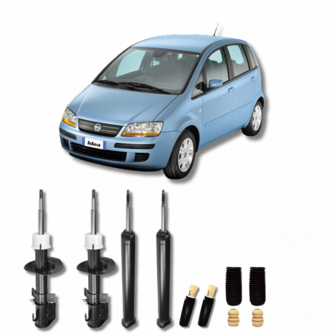 Kit Completo de Amortecedores Dianteiros e Traseiros com Kits de Batentes e Guarda Pó Fiat Idea 2005 até 2015 - Remanufaturado