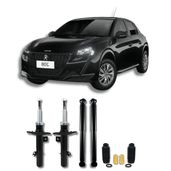 Kit Completo de Amortecedores Dianteiros e Traseiros com Kits de Batentes e Guarda-Pó Peugeot 208 2008 Até 2015 - Remanufaturado - Felipe Moura Auto Peças