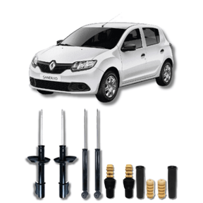 Kit Completo de Amortecedores Dianteiros e Traseiros com Kits de Batentes e Guarda-Pó Logan/Sandero 2007 Até 2013 - Remanufaturado - Felipe Moura Auto Peças