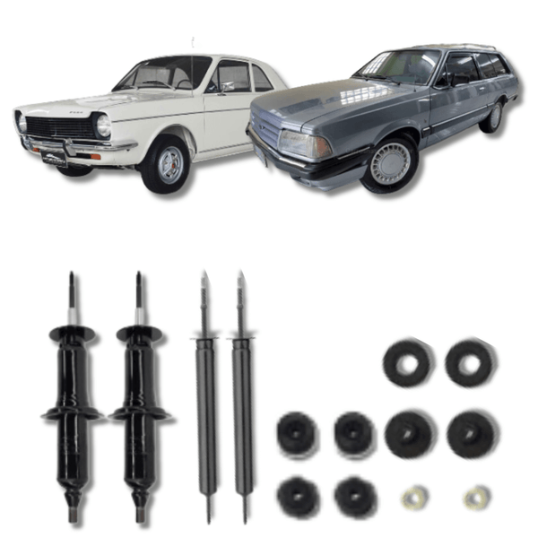 Kit Completo de Amortecedores Dianteiros e Traseiros com Batentes e Guarda-Pó Ford Corcel/Belina Até 1977/Prato Alto - Remanufaturado - Felipe Moura Auto Peças