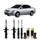 Kit Completo Amortecedores Dianteiros e Traseiros com Batentes e Guarda-Pó Toyota Corolla 2003 Até 2008 - Remanufaturado - Felipe Moura Auto Peças