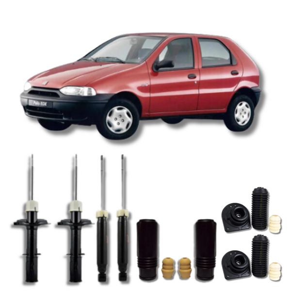 Kit Completo de Amortecedores Dianteiros e Traseiros com Kits de Batentes e Guarda-Pó Fiat Palio Antigo 1996 até 2000 - Remanufaturado - Felipe Moura Auto Peças