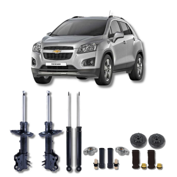 Kit Completo de Amortecedores Dianteiros e Traseiros com Kits de Batentes e Guarda-Pó Chevrolet Tracker 2013 até 2020 - Remanufaturado - Felipe Moura Auto Peças