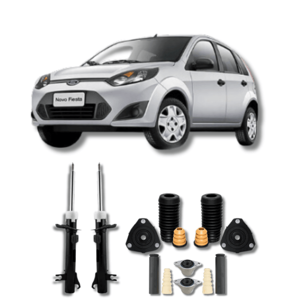 Kit Completo de Amortecedores Dianteiros e Traseiros com Kits de Batentes e Guarda-Pó Ford Fiesta Moderno 2002 até 2014 - Remanufaturado - Felipe Moura Auto Peças