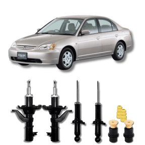 Kit Completo de Amortecedores Dianteiros e Traseiros com Acessórios Honda Civic 2001 Até 2005 - Remanufaturado - Felipe Moura Auto Peças