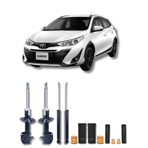 Kit Completo de Amortecedores Dianteiros e Traseiros com Kits de Batentes e Guarda-Pó Toyota Yaris 2018 Até 2024 - Remanufaturado - Felipe Moura Auto Peças