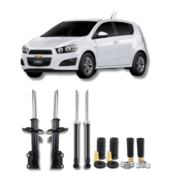 Kit Completo de Amortecedores Dianteiros e Traseiros Sonic 2014 Até 2020 com Kits de Batentes e Guarda-Pó - Remanufaturado - Felipe Moura Auto Peças