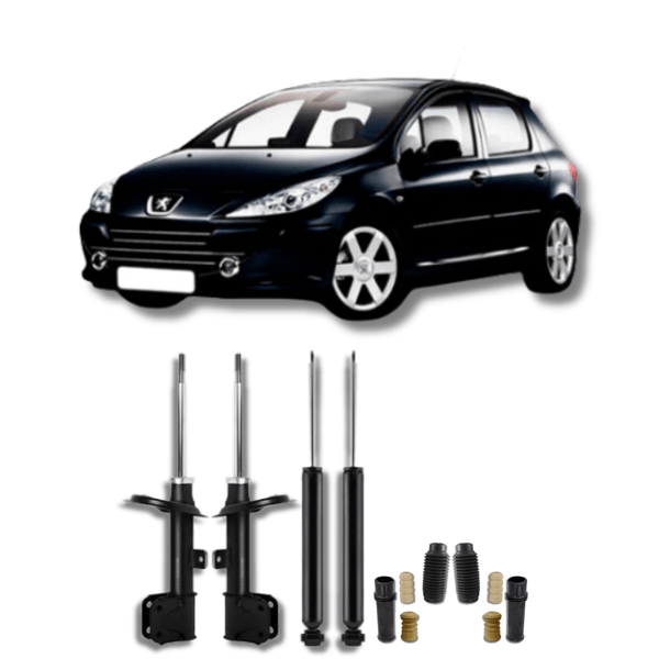 Kit Completo de Amortecedores Dianteiros e Traseiros com Kits de Batentes e Guarda-Pó Peugeot 307 2002 Até 2012 - Remanufaturado - Felipe Moura Auto Peças