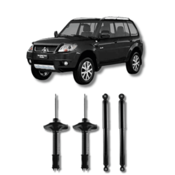 Kit Completo de Amortecedores Dianteiros e Traseiros com Kits de Batentes e Guarda-Pó Mitsubishi Pajero TR4 2003 Até 2014 - Remanufaturado - Felipe Moura Auto Peças