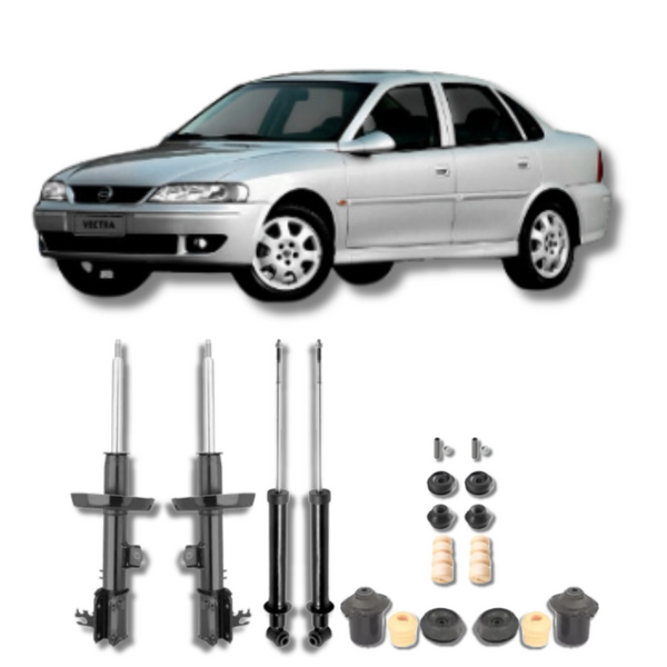 Kit Completo de Amortecedores Dianteiros e Traseiros com Kits de Batentes e Guarda-Pó Vectra 1996 Até 2005 - Remanufaturado - Felipe Moura Auto Peças