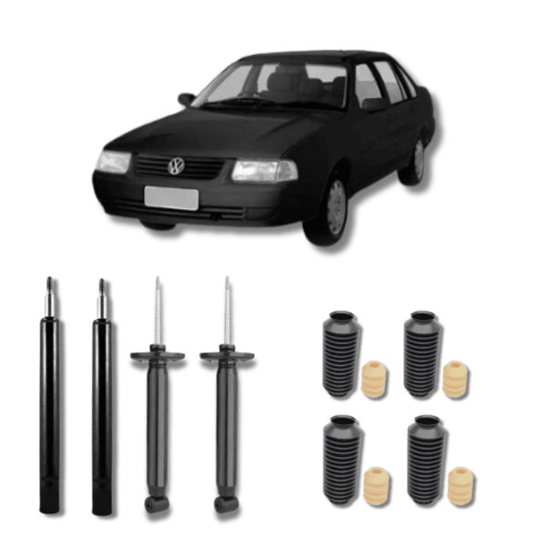 Kit Completo de Amortecedores Dianteiros e Traseiros com Kit de Batentes e Guarda-Pó Santana G3/G4 1998 Até 2006 - Remanufaturado - Felipe Moura Auto Peças