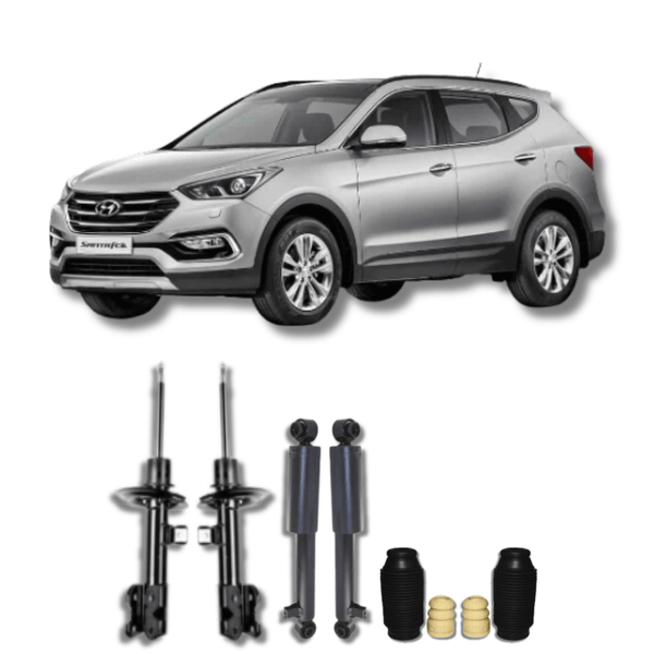 Kit Completo de Amortecedores Dianteiros e Traseiros com Kits de Batentes e Guarda-Pó Hyundai Santa Fé 2005 Até 2019 - Remanufaturado - Felipe Moura Auto Peças