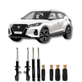 Kit Completo de Amortecedores Dianteiros e Traseiros com Kits de Batentes e Guarda-Pó Nissan Kicks 2016 Até 2021 - Remanufaturado - Felipe Moura Auto Peças