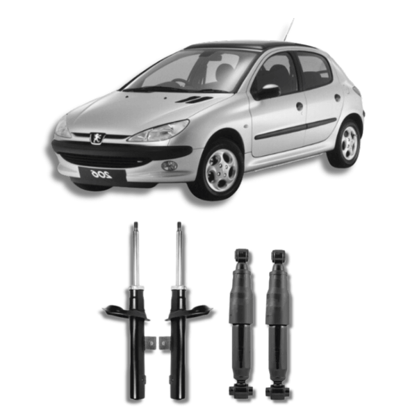 Kit Amortecedores Dianteiros e Traseiros Peugeot 206 1998 Até 2016 - Remanufaturado - Felipe Moura Auto Peças