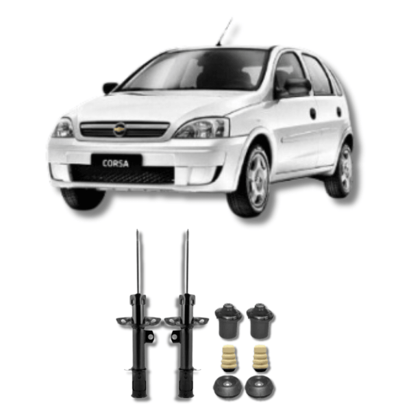 Amortecedores Dianteiros Corsa Joy / Moderno 2006 Até 2014 com Kit de Batentes e Guarda-Pó - Remanufaturado - Felipe Moura Auto Peças