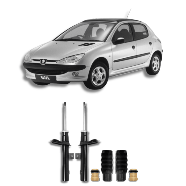 Amortecedores Dianteiros com Kit de Batentes e Guarda-Pó Peugeot 206 1998 Até 2016 - Remanufaturado - Felipe Moura Auto Peças