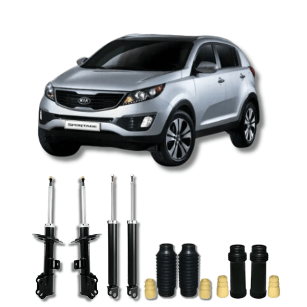 Kit Completo de Amortecedores Dianteiros e Traseiros com Kits de Batentes e Guarda-Pó Kia Sportage 2001 Até 2020 - Remanufaturado - Felipe Moura Auto Peças