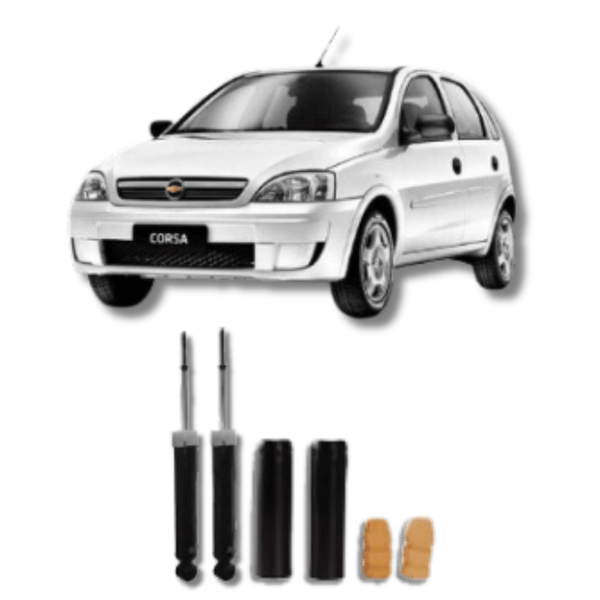 Amortecedor Traseiro Corsa Joy / Moderno 2006 Até 2014 com Kit de Batentes e Guarda-Pó - Remanufaturado - Felipe Moura Auto Peças