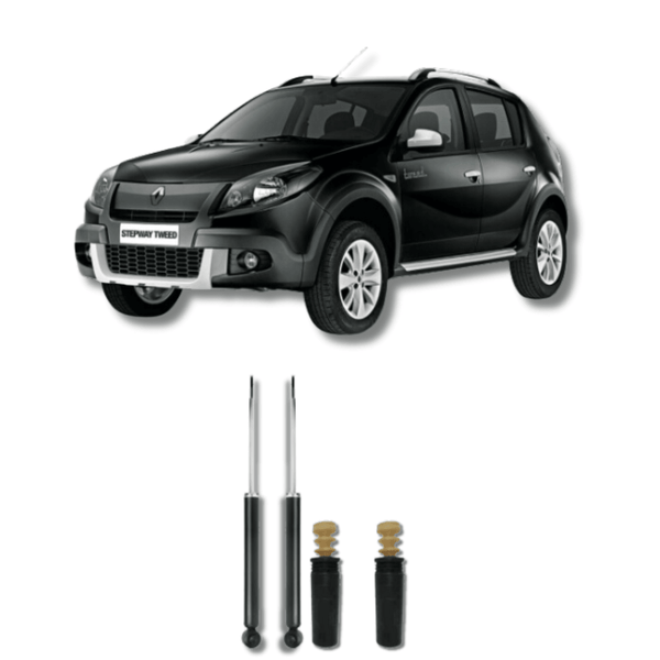 Amortecedores Traseiros Logan/Sandero Stepway 2014 Até 2019 com Kit de Batentes e Guarda-Pó - Remanufaturado - Felipe Moura Auto Peças