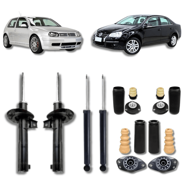 Kit Completo de Amortecedores Dianteiros e Traseiros com Kit de Batentes e Guarda-Pó Golf GTI/Jetta 1990 Até 2021 - Remanufaturado - Felipe Moura Auto Peças