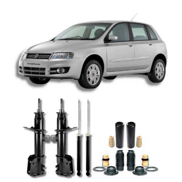 Kit Completo de Amortecedores Dianteiros e Traseiros com Kits de Batentes e Guarda-Pó Fiat Stilo 2002 Até 2010 - Remanufaturado - Felipe Moura Auto Peças