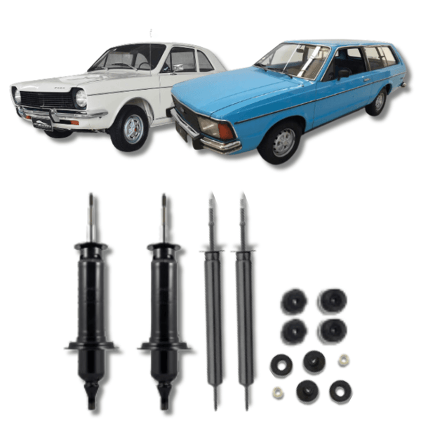 Kit Completo de Amortecedores Dianteiros e Traseiros com Kits de Batentes e Guarda-Pó Ford Corcel/Belina/Del Rey/Pampa Prato Baixo 1978... - Remanufaturado - Felipe Moura Auto Peças