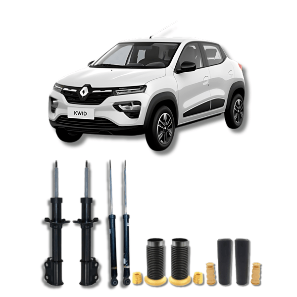 Kit Completo de Amortecedores Dianteiros e Traseiros com Kits de Batentes e Guarda-Pó Renault Kwid 2017 Até 2024 - Remanufaturado - Felipe Moura Auto Peças