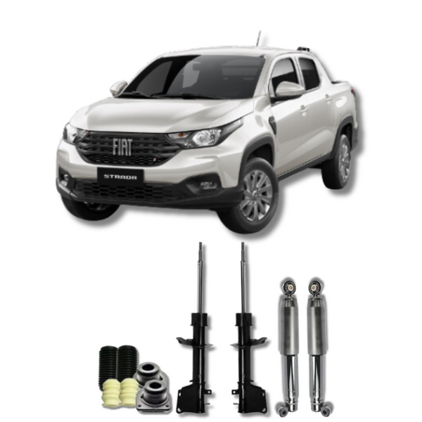 Kit Completo de Amortecedores Dianteiros e Traseiros com Kits de Batentes e Guarda-Pó Fiat Strada Freedom 2018 Até 2021 - Remanufaturado - Felipe Moura Auto Peças